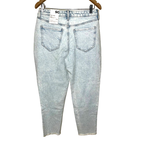 So Jeans Juniors 5 Loose Baggy Mom High Rise Cross-Over Waist Light Bleach Rips - Picture 5 of 9